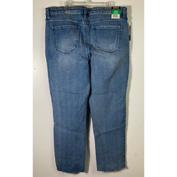 Womens Buffalo Jayme Jeans Mid Rise Straight Raw Hem Blue 12 NWT - Picture 2 of 8